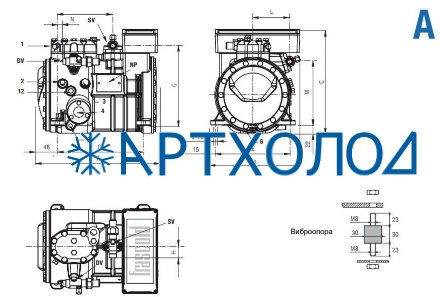 Компрессор A05-4Y (R-404A, R-507, R-134a, R-407C MBP) Frascold